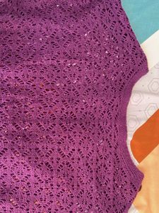 Purple Knit Top w/ Button Detail