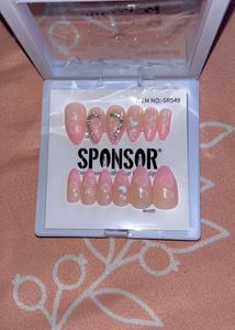 ✨ Pink Heart Glam Press-On Nails