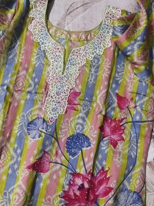 Beautiful Lace Printed Kurta Set with Dupatta