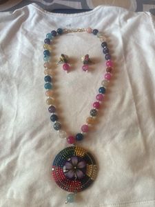 Colorful Beaded Necklace & Earring Set