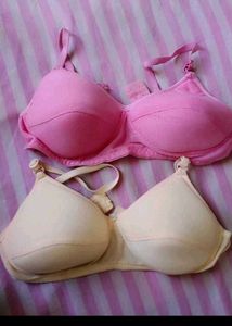 Comfortable Pink &amp; Cream Bras (Set of 2)