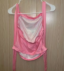 Pink Butterfly Graphic Halter Top