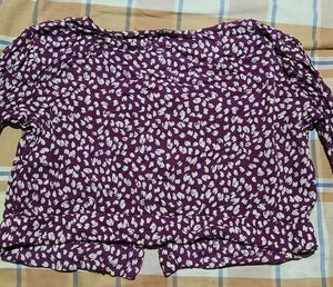 Animal Print Button-Down crop top