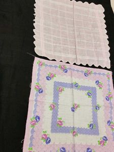 Vintage Rose &amp; Plaid Handkerchief Set combo