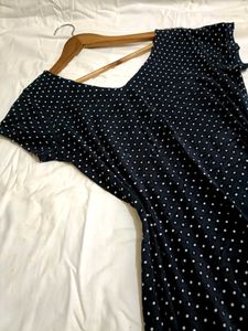 Navy Blue Polka Dot Midi Dress