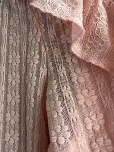 Sheer Lace Ruffle Tie-Front Top