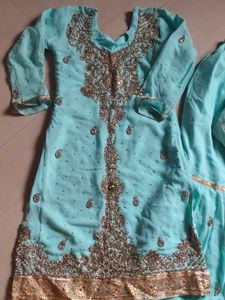 Beautiful Aqua Kurta Set with Dupatta