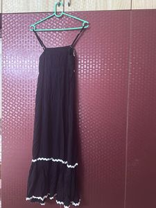 Black Maxi Dress with White Trim (M size)