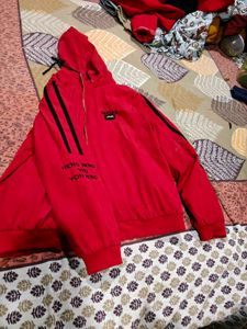 Red Zip-Up Hoodie Winter