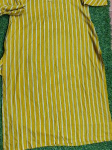 Mustard Yellow Striped Kurta Set