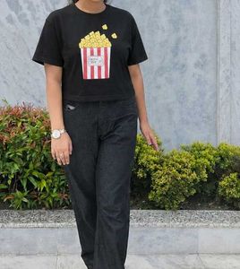 Popcorn Graphic Black T-Shirt