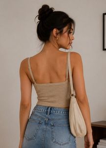 Chic Beige Knit Cami Top