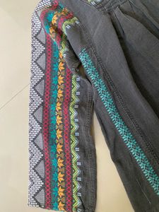 Embroidered Grey top