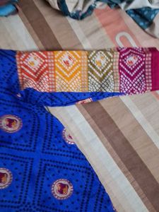 Vibrant Blue Kurta with Bandhani Print