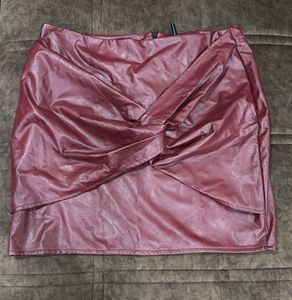 Burgundy Faux Leather Tweed Mini Skirt