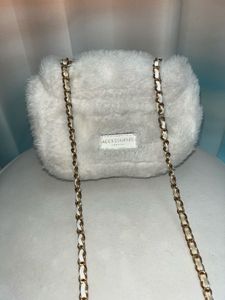 Fluffy White Crossbody Bag