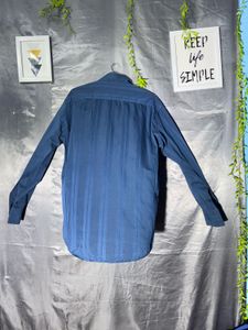 Men's Navy Blue Striped Button-Up Shirt