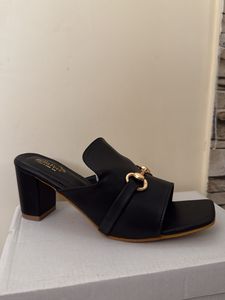 Chic Black Heeled Mules