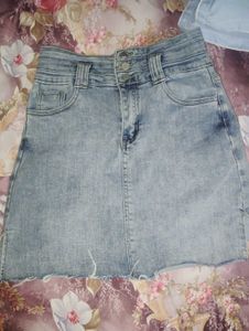 Light Wash Denim Mini Skirt