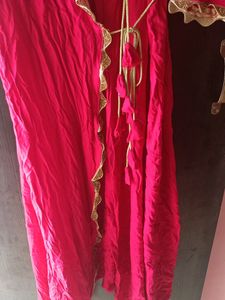 Hot Pink Semi Angrakha Kurta
