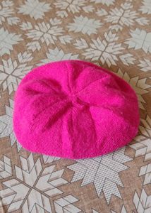 Bright Pink Knit Beanie Hat