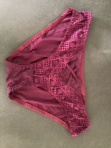 Burgundy Lace Trim Bikini Panty
