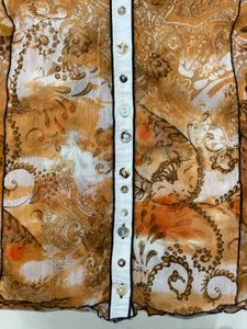 Patterned Button-Up Sheer Shirt