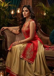 Ethnic Elegant Red Gold Embroidered Lehenga Choli