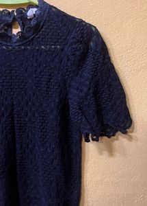Black Textured Sleeve Top
