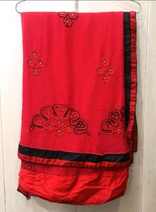 Red & Black Embroidered Saree