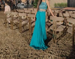 Stylish Teal Embellished Outfit