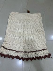 Cream &amp; Brown Top, Skirt &amp; Cap Crochet Set