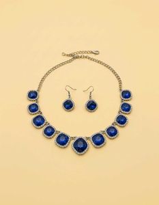Elegant Blue Gemstone Necklace & Earring Set