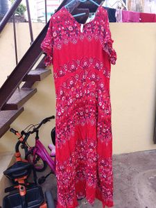 Bohemian Red Floral Maxi Dress