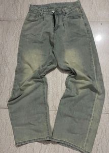 Washed Denim Wide Leg Jeans