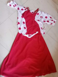Chic Red Polka Dot Dress with Shrug
