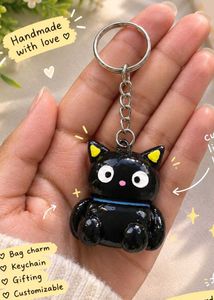 Cute Black Cat Keychain