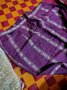 Purple Kurti with Pants and Scarf Set