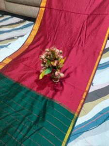 Elegant Maroon Saree with Golden Border