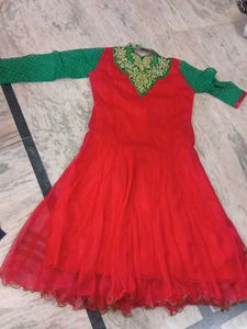 Red &amp; Green Kurta Kalidar