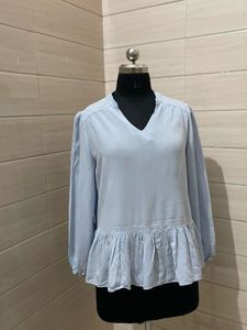 Light Blue Peplum Top