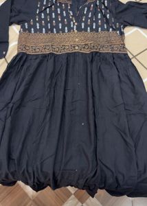 Elegant Black Kurta with Embellished Yoke😍