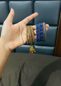 Set of Ethnic Bangles with Jhumka, bangle combo fo