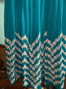 Elegant Teal Kurta with White Embroidery
