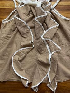 Ruffled Sleeveless Brown Top