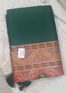 🆕️ Bottle Green Silk Saree with Intricate Border