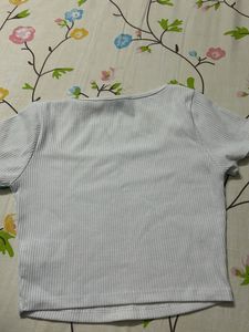 White Ribbed Square Neck Cropped Top