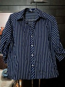 ZARA Classic Navy & White Striped Shirt