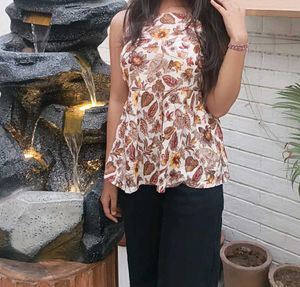 Women's Floral Sleeveless Peplum Top