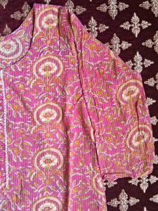 Pink Floral Print Kurta